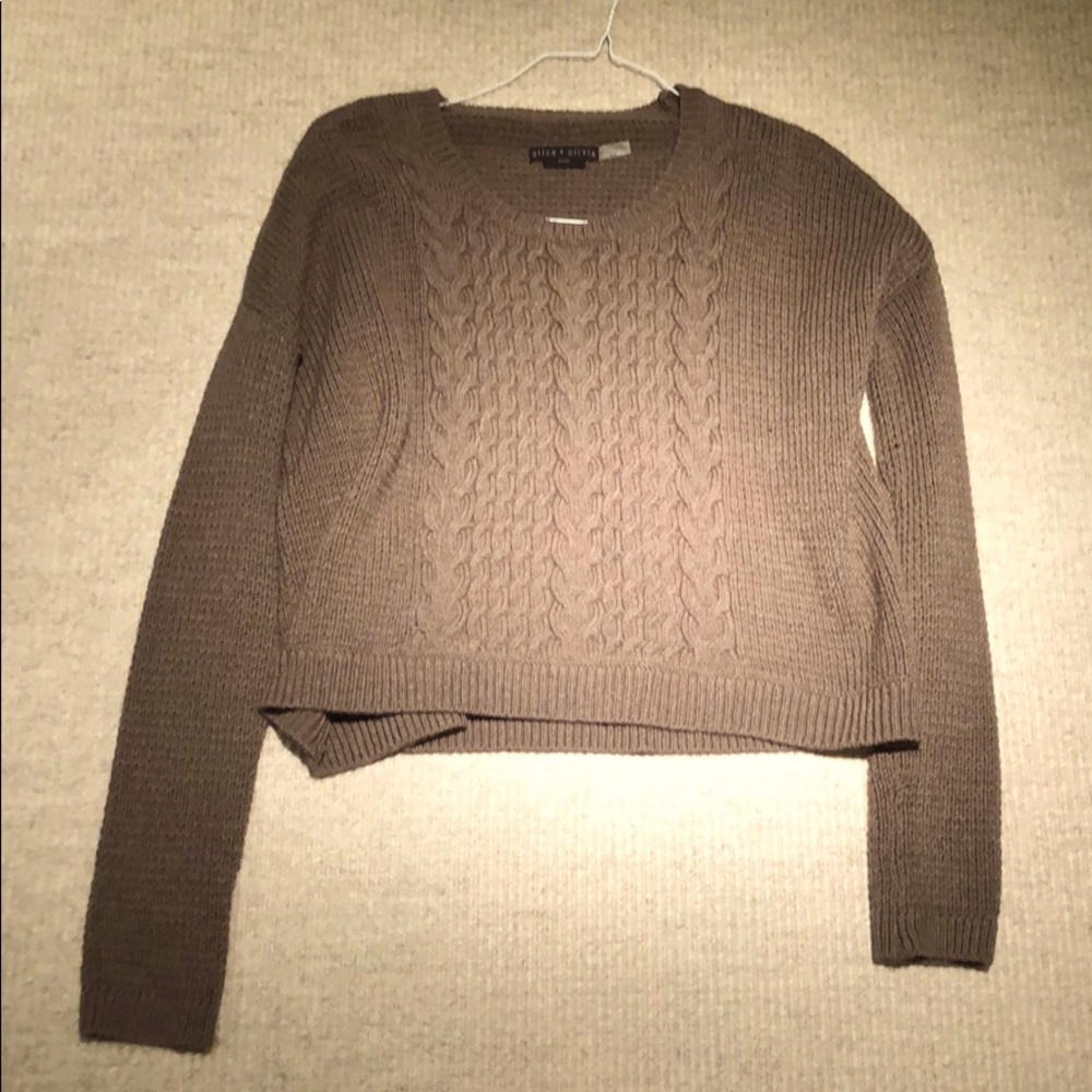 ALICE AND OLIVIA 100% WOOL BROWN CABLE SWEATER